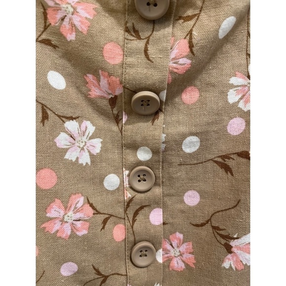 BP Button Front Linen Blend Tan Beige - Pink Sophie Floral Crop Top Small NWT - Picture 2 of 5